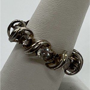 925 STERLING SILVER WITH TWISTED WIRE & CZ  RING SIZE 8.5